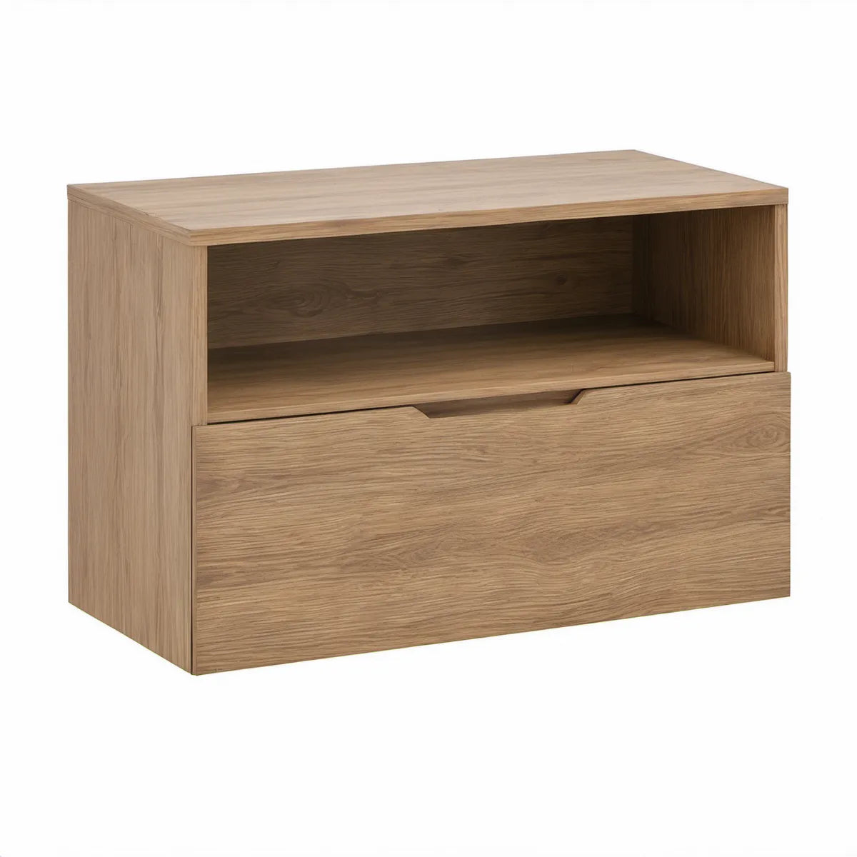 Natural Oak TV Stand Media Console with Drawer and Open Shelf, 31.5 in W x 15.7 in D x 23.6 in H