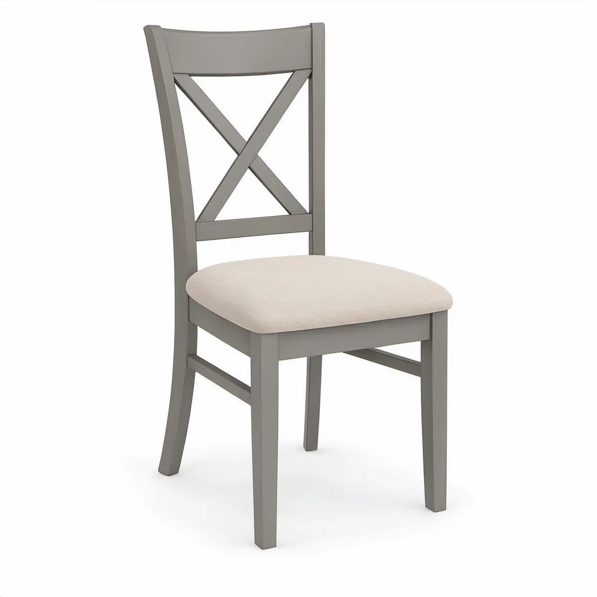 Gray and Beige Upholstered X-Back Dining Chair, 18 x 22 x 38 in